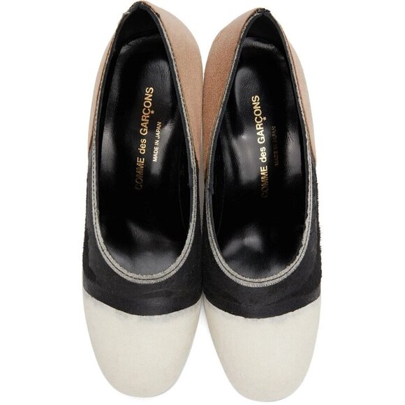 Comme des Garcons Colorblock Cowhide Heels 23.5 US 7 Multi Distressed Pumps $535 - Picture 11 of 11